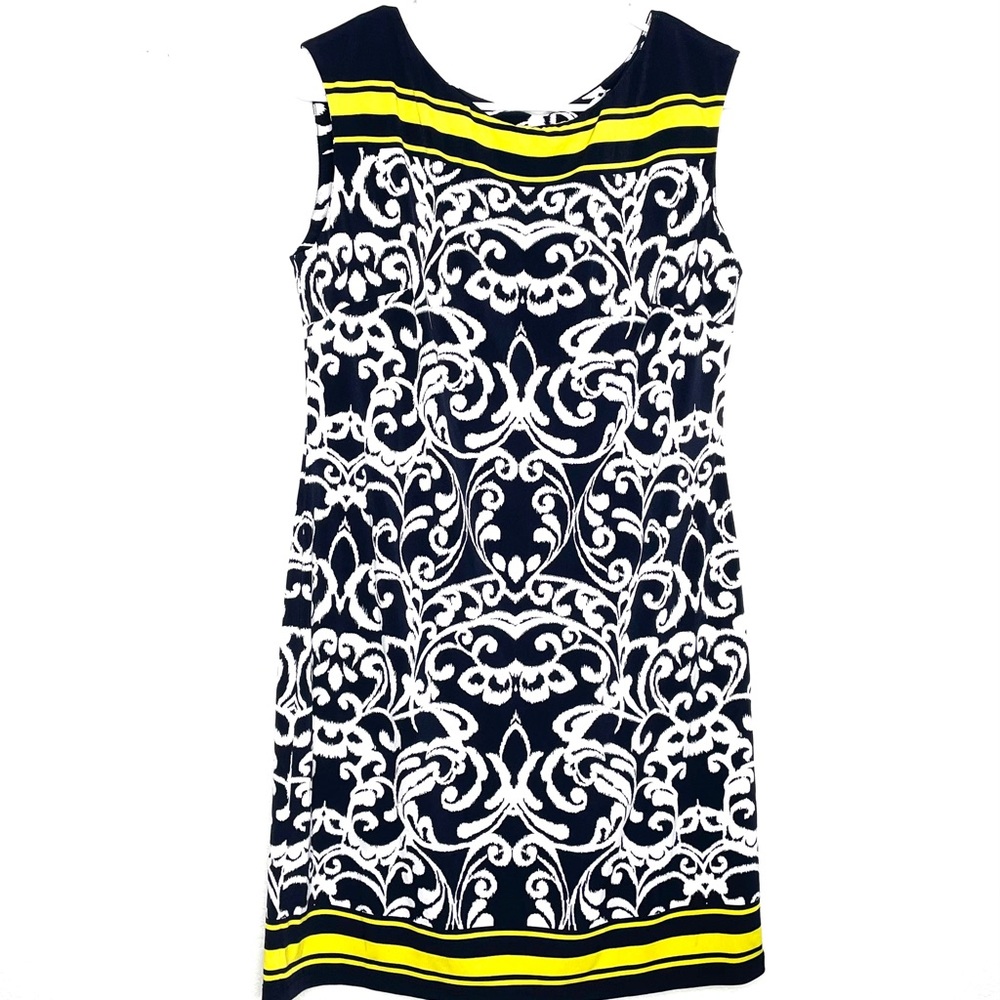 *Jessica Howard* M Navy Dress with Yellow accent